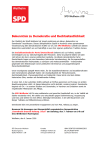 Bekenntnis der SPD Weilheim zu Demokratie und Rechtsstaatlichkeit